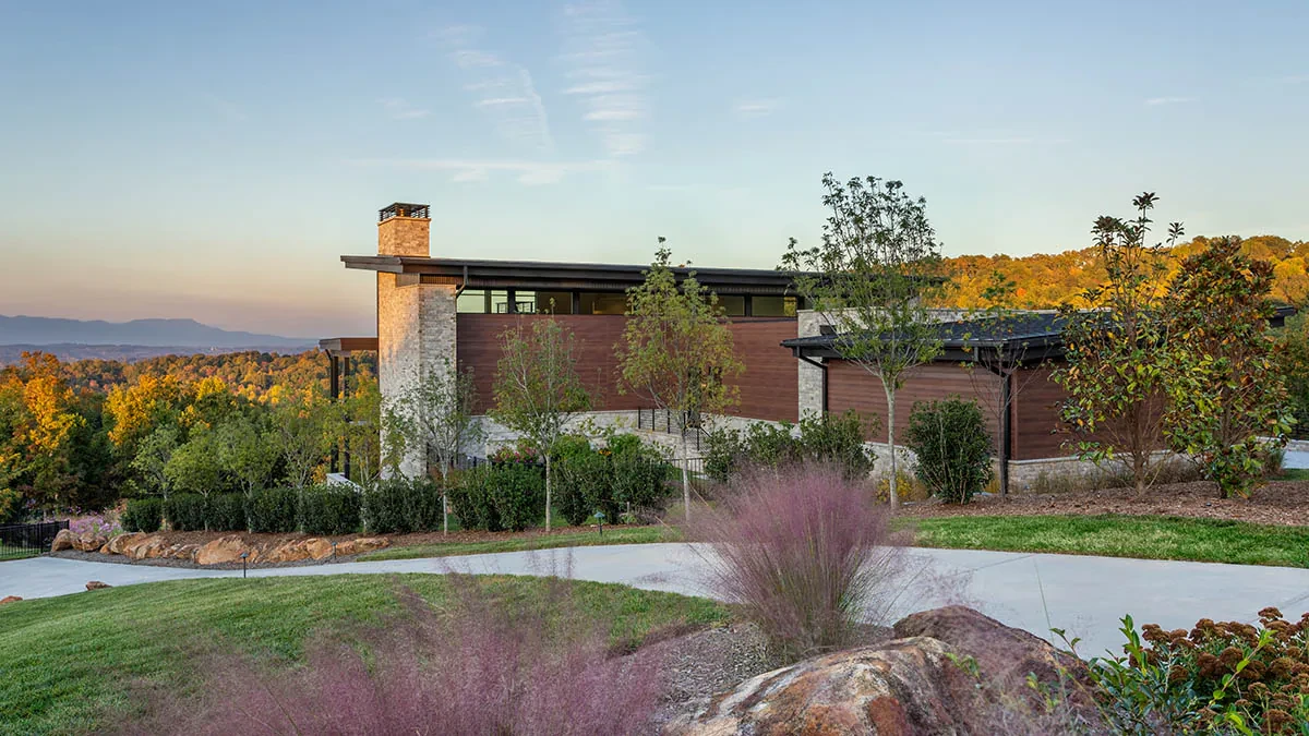 Modern mountain home with panoramic Blue Ridge views